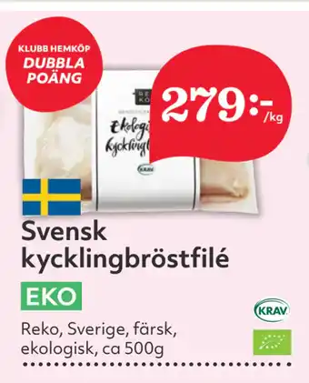 Hemköp Svensk kycklingbröstfilé erbjuda