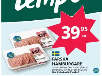 Tempo FÄRSKA HAMBURGARE erbjuda
