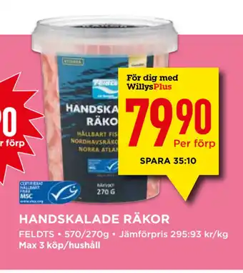 Willys HANDSKALADE RÄKOR erbjuda