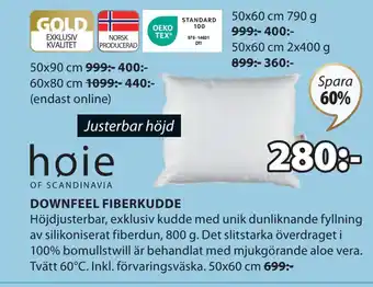 JYSK DOWNFEEL FIBERKUDDE erbjuda