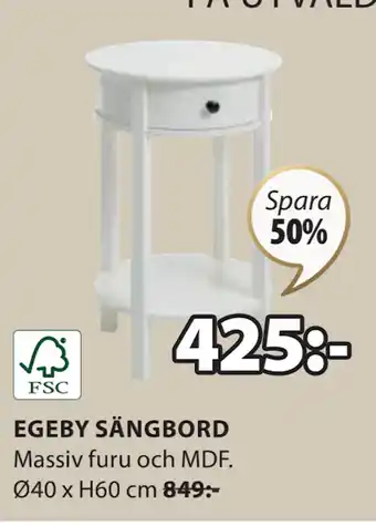 JYSK EGEBY SÄNGBORD erbjuda