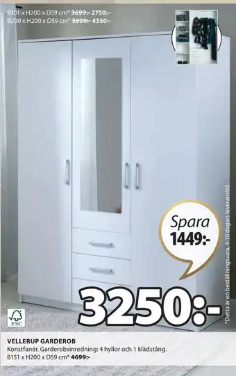 JYSK VELLERUP GARDEROB erbjuda