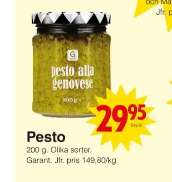 Matöppet Garant pesto erbjuda