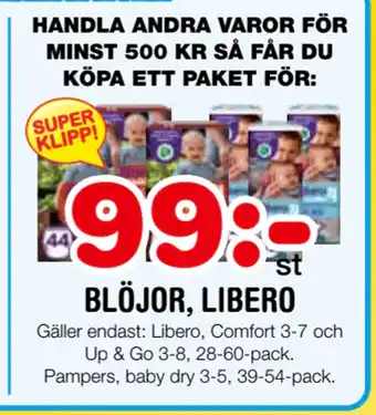 Nya Pulsen BLÖJOR, LIBERO erbjuda
