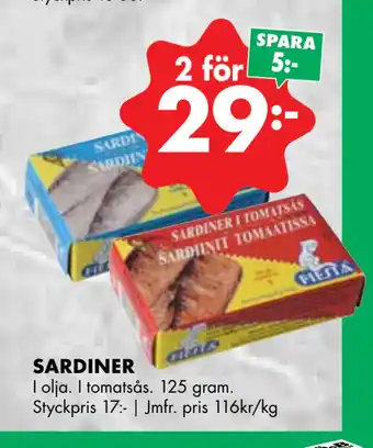 ÖoB SARDINER erbjuda