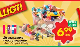 ÖoB LÖSVIKTSGODIS – MAX 3 KG/KUND erbjuda