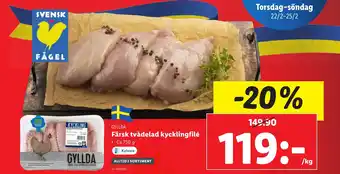 Lidl Färsk tvådelad kycklingfilé erbjuda