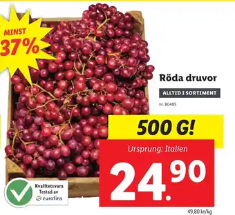 Lidl Röda druvor erbjuda
