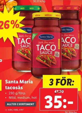 Lidl Santa Maria tacosås erbjuda