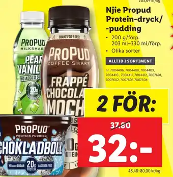 Lidl Njie Propud Protein-dryck/ -pudding erbjuda