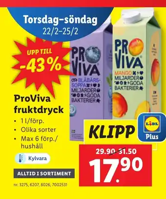 Lidl ProViva fruktdryck erbjuda