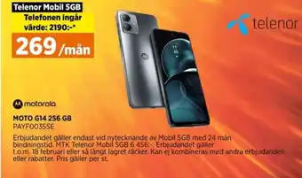 Power MOTO G14 256 GB PAYFO035SE erbjuda