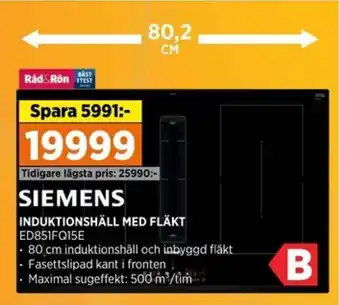 Power INDUKTIONSHÄLL MED FLÄKT ED851FQ15E erbjuda