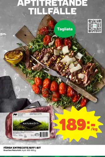 Coop FÄRSK ENTRECOTE/BIFF I BIT erbjuda