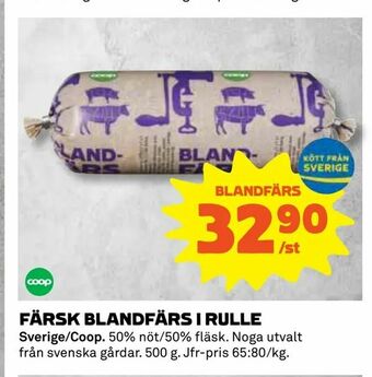 Coop Daglivs Färsk blandfärs i rulle erbjuda