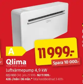 Jula Qlima värmepump erbjuda