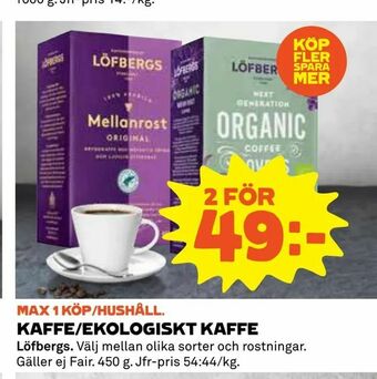 Coop Daglivs Kaffe/ekologiskt kaffe erbjuda