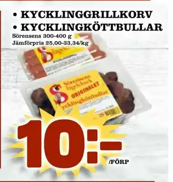 Kycklinggrillkorv • kycklingköttbullar