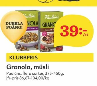 Hemköp Granola, müsli erbjuda