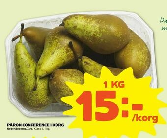 Stora Coop Päron conference i korg erbjuda