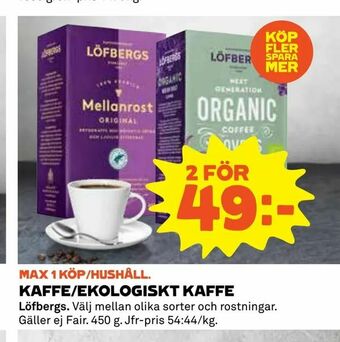 Coop Kaffe/ekologiskt kaffe erbjuda