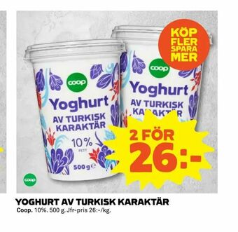 Coop Extra Yoghurt av turkisk karaktär erbjuda