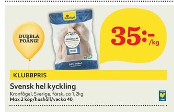 Hemköp Svensk hel kyckling erbjuda