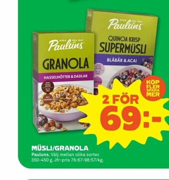 Stora Coop Müsli/granola erbjuda