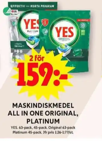 Yes diskmaskintabs