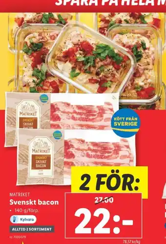 Lidl Matriket baconskivor erbjuda