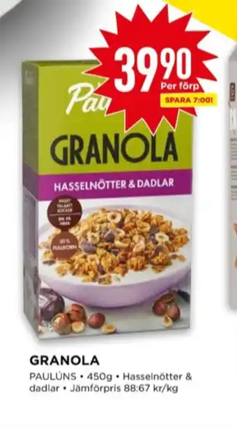 Willys Paulùns granola erbjuda