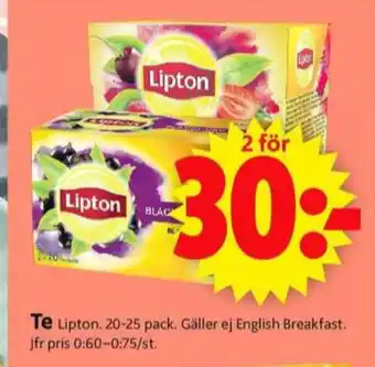 ICA Supermarket Lipton tepåsar erbjuda