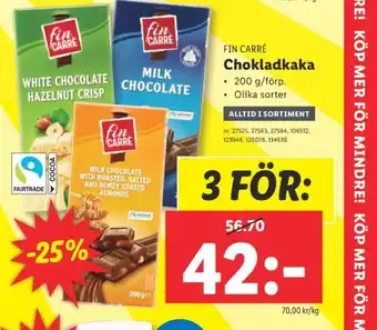 Lidl Fin carrè chokladkaka milk erbjuda