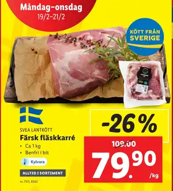Lidl Färsk fläskkarré erbjuda