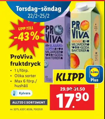 Lidl ProViva fruktdryck erbjuda