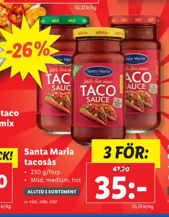 Lidl Santa Maria tacosås erbjuda