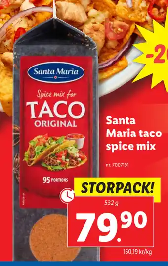 Lidl Santa Maria taco spice mix erbjuda