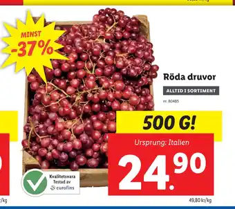 Lidl Röda druvor erbjuda