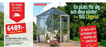 Jem&Fix VÄXTHUS HERA 4500 - 4,5 M² erbjuda