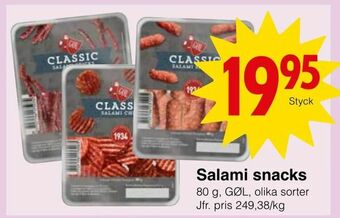 Matöppet Salami snacks erbjuda