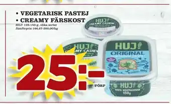 minmatbutik vegetarisk pastej • creamy färskost erbjuda