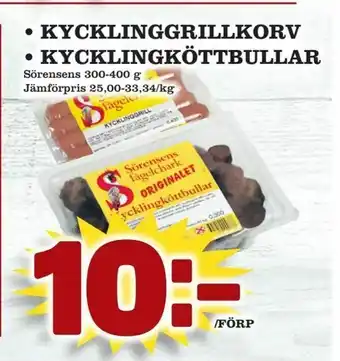 Nya Pulsen kycklinggrillkorv • kycklingköttbullar erbjuda