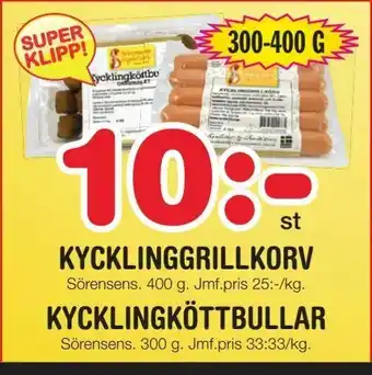 Nya Pulsen Kycklinggrillkorv, kycklingköttbullar erbjuda