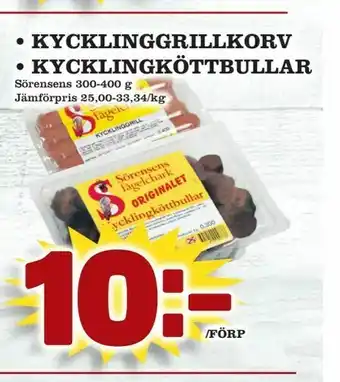 Supergrossen Kycklinggrillkorv • kycklingköttbullar erbjuda