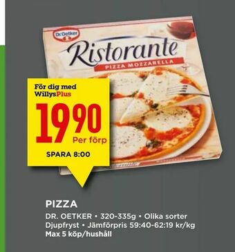 Willys Pizza erbjuda