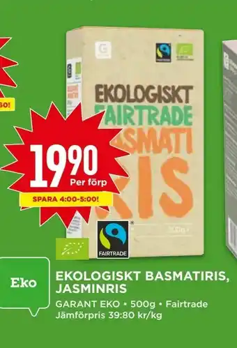 Willys Ekologiskt basmatiris, jasminris erbjuda