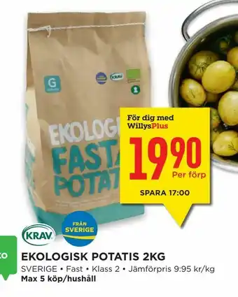 Willys Hemma Ekologisk potatis 2kg erbjuda