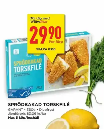 Willys Hemma Sprödbakad torskfilé erbjuda