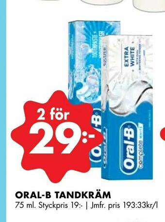 ÖoB Oral-b tandkräm erbjuda