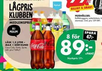 ÖoB Läsk 1,5 liter - max 1 köp/kund erbjuda